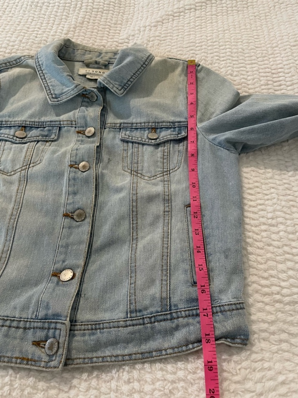 CI SONO Light Blue Denim Jean Jacket | Classic Button-Front Jean Jacket - Picture 12 of 16